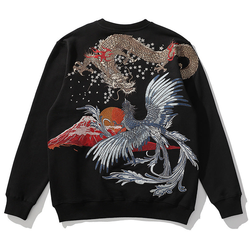 Tattoo Traditional Embroidered Crew Neck Sweatshirt