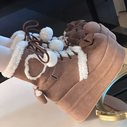 Autumn And Winter New Thick Bottom Sweet Soft Girl Cute Fur Ball Boots
