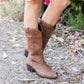 Oversized Women's Boots Western Cowboy Boots Middle Heel Ethnic Style Square Toe Boots