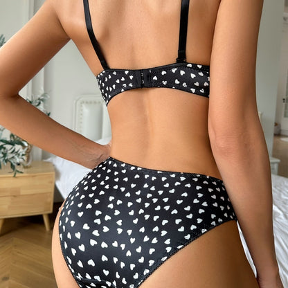 Heart Pattern, Small-bust Sexy Bra Set