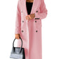 Double Breasted Lapel Coat Winter Fashion Solid Slim Long Jacket Long Sleeve Tops Womens Clothing