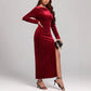Women's Clothing Slit Formal Dress Pleuche Dress