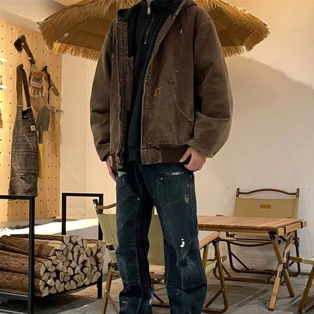 Washed Old Hooded Couple Coat