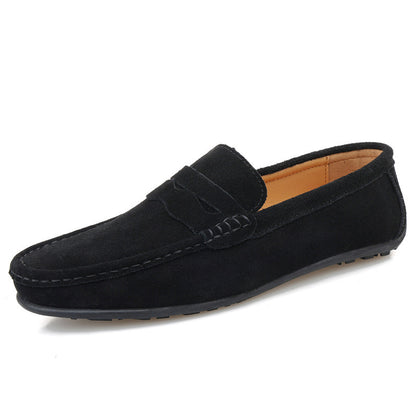 Men's Solid Color Suede Loafers Breathable Comfort Slip-on Flat Shoes