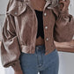 Lantern Sleeve Corduroy Casual Short Jacket