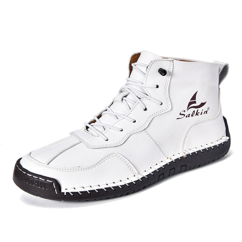 Leather Shoes High-top Retro Casual Boots