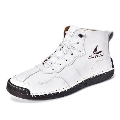 Leather Shoes High-top Retro Casual Boots