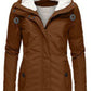 Winter Hooded Jacket Solid Color Warm Buckle Zip-up Fleece Jacket With Pockets Women's Casual Jacket