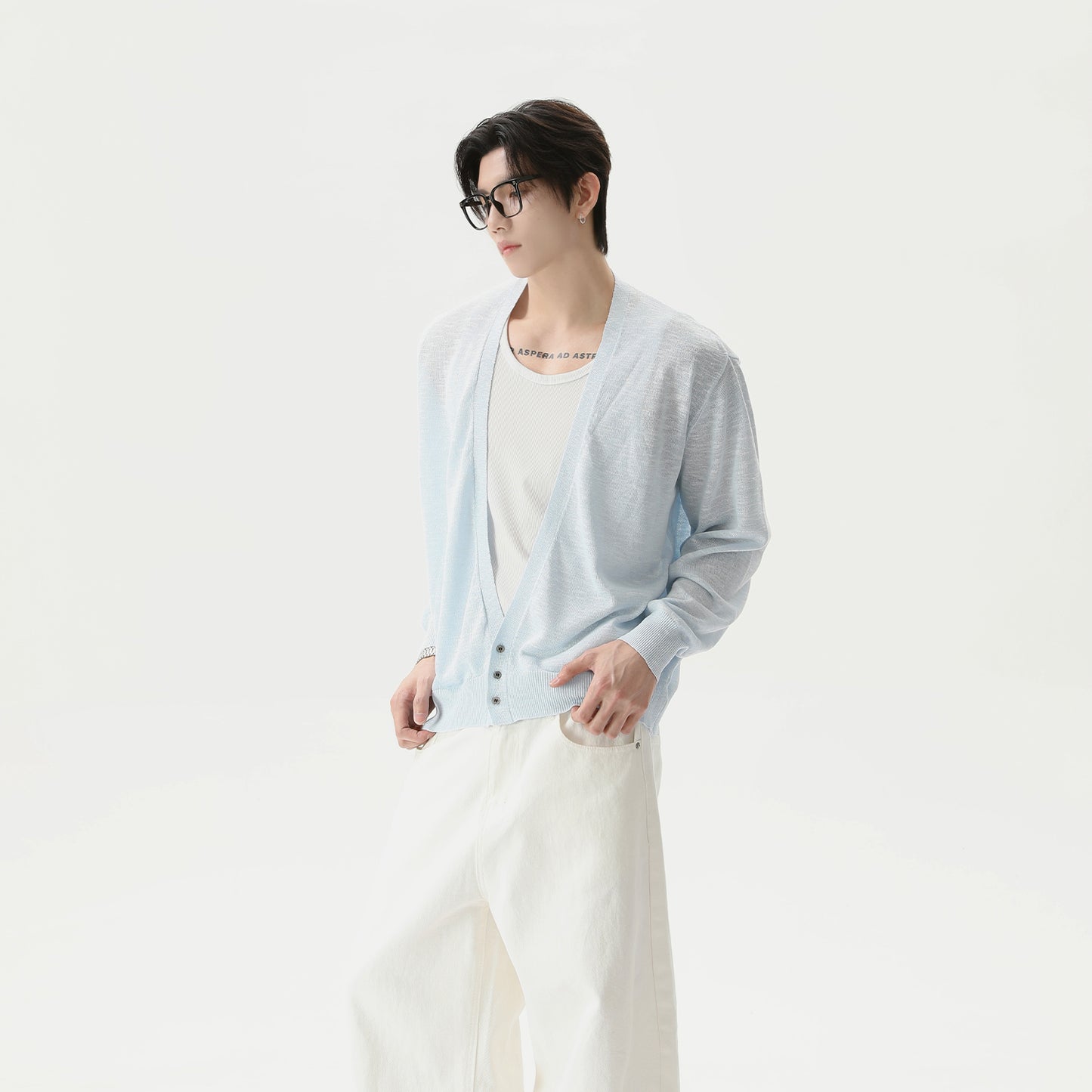 Men's Polo Shirt Turn-down Collar Long-sleeve Knit Sweater