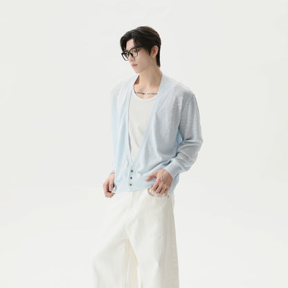 Men's Polo Shirt Turn-down Collar Long-sleeve Knit Sweater