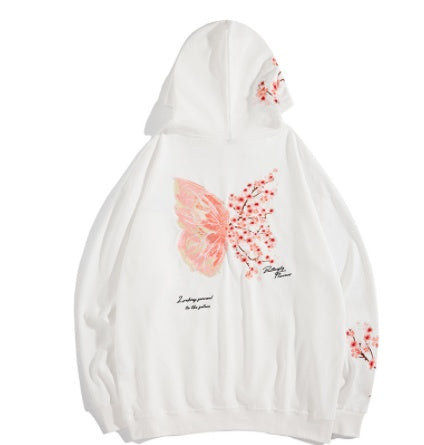 Plum Embroidered Fleece Hooded Sports Sweatshirt