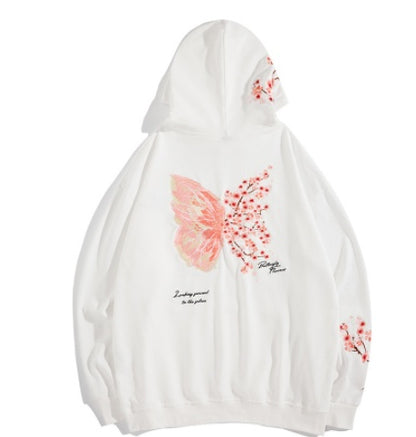 Plum Embroidered Fleece Hooded Sports Sweatshirt