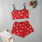Christmas European And American Thin Pajamas Women's Sleeveless Shorts Milk Silk Simple Casual Two-piece Suit Homewear