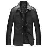 Middle-aged And Elderly Men's Cotton Lapel Leather Jacket