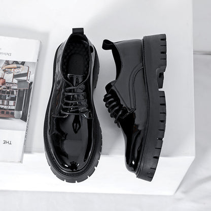 Plus Size Men's Shoes Fashion Shiny Surface Big Head Leather Shoes British Style