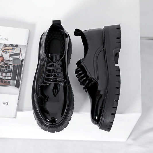 Plus Size Men's Shoes Fashion Shiny Surface Big Head Leather Shoes British Style