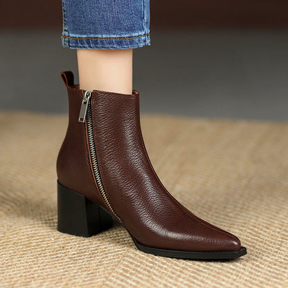 Autumn And Winter Women's Simple Leather Boots
