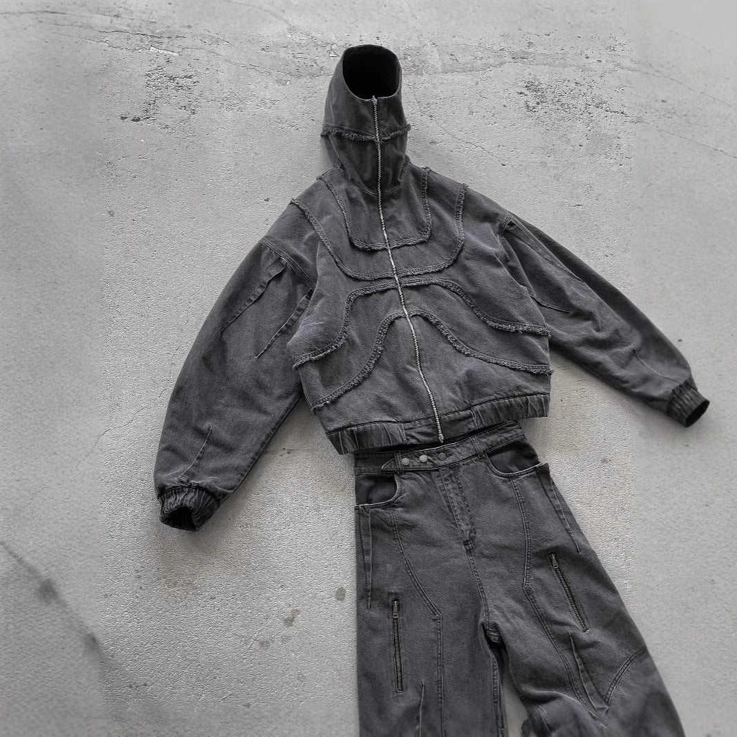 Abstract Men's Trendy Versatile Zipper Hooded Sweater