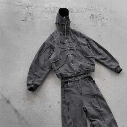 Abstract Men's Trendy Versatile Zipper Hooded Sweater