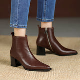 Autumn And Winter Women's Simple Leather Boots