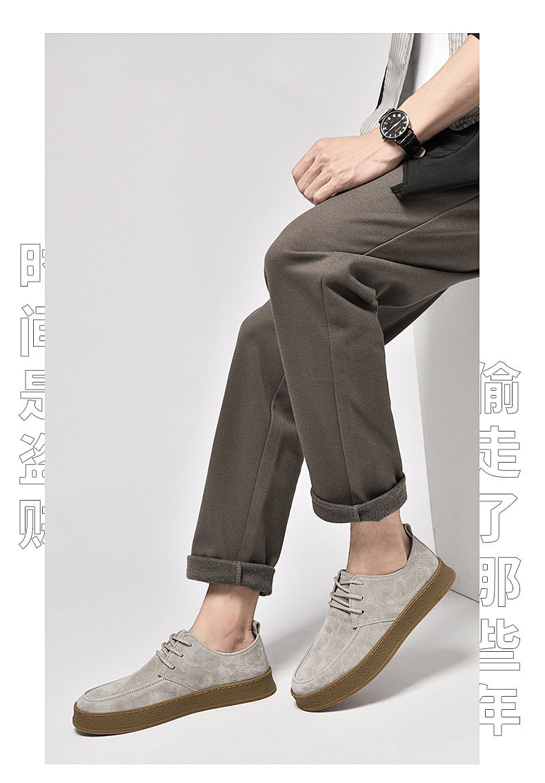 Casual Smart Flat Shoes Spring New Matte Leather Lace-up Men