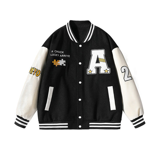American Vintage Flocked Embroidered Baseball Jacket