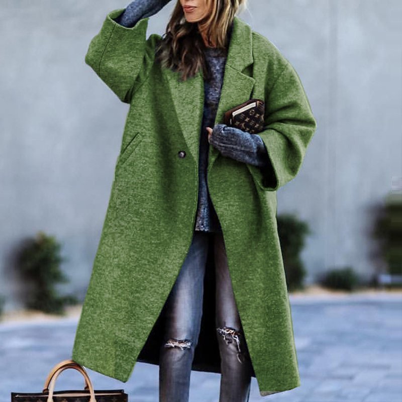 Women's Color Matching Plaid Long-sleeved Coat