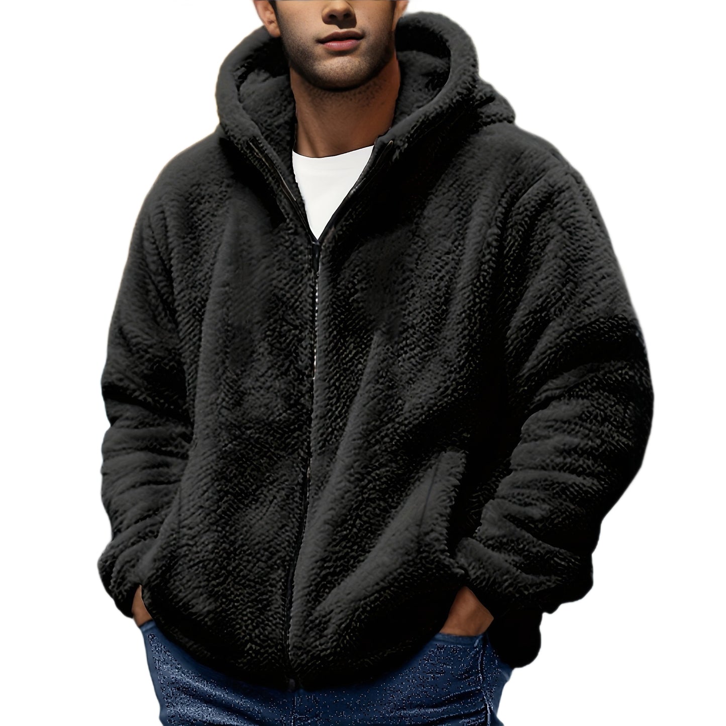 Winter New Men's Fleece Lined Padded Warm Keeping Hooded Jacket