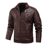 Leather Men's Leather Jacket Youth Motorcycle Leather Jacket Plus Velvet Thickening