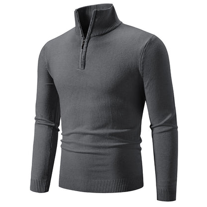 Zip-up Turtleneck Pullover Men's Long Sleeved Sweater