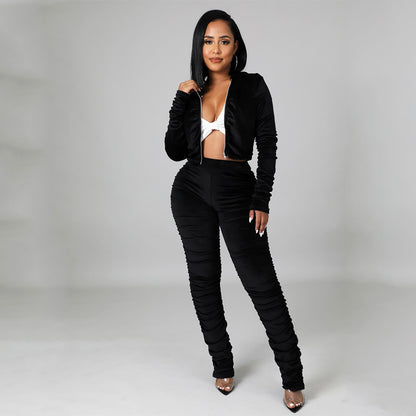 Pleuche Long Sleeve Suit Women