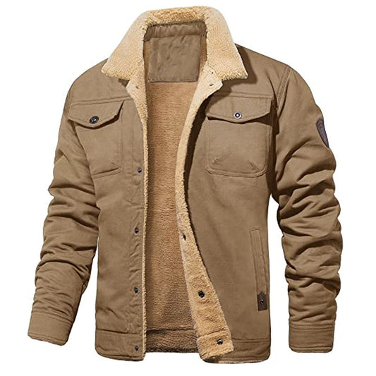 Men's European Lapel Military Multi-pocket Jacket Coat Cotton-padded Jacket Autumn And Winter