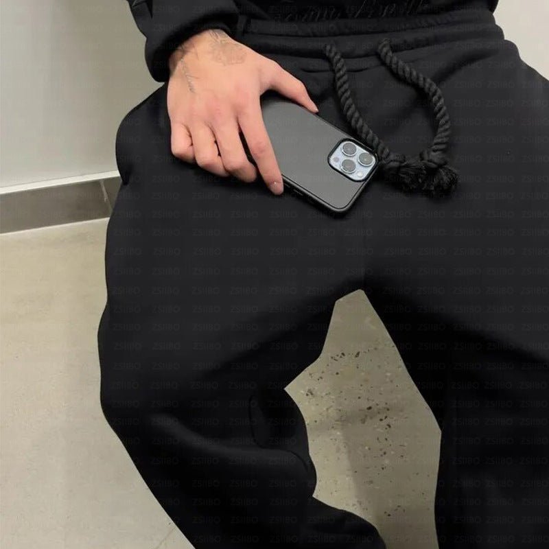 Fake Two - piece Trousers Loose Drawstring Pants Embroidered Sweatpants - Babazayed