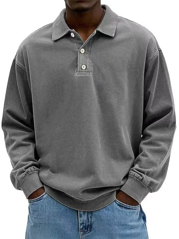 Fall Men's Long Sleeve Polo Shirts Casual Breathable Comfortable Tees Shirt Solid High Quality Sweatshirt Male T-Shirt - Babazayed
