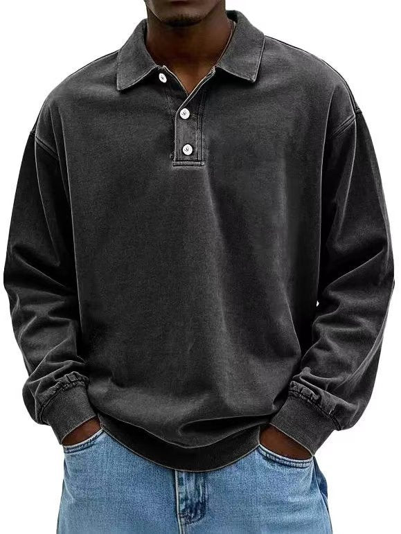 Fall Men's Long Sleeve Polo Shirts Casual Breathable Comfortable Tees Shirt Solid High Quality Sweatshirt Male T-Shirt - Babazayed