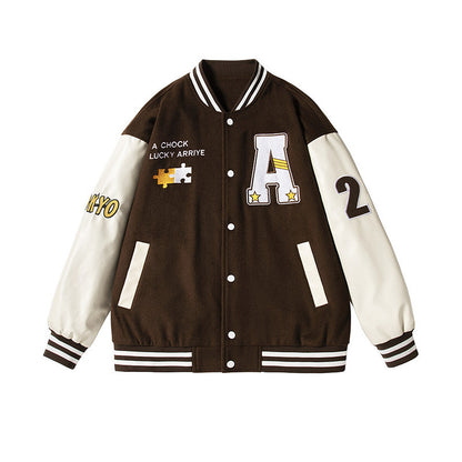 American Vintage Flocked Embroidered Baseball Jacket