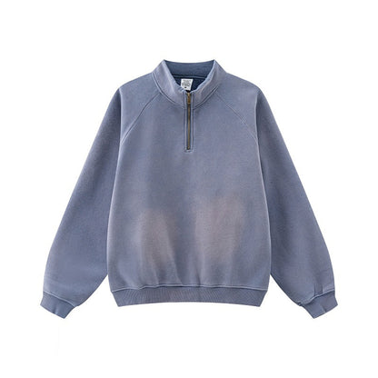 Half Zipped Stand Collar Pullover Sweater Coat