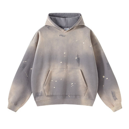 Splash-ink Washed Damaged Thickened Hoodie Sweater For Men And Women