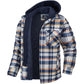 Men's Plaid Hooded Coat Winter Warm Button Zip-up Jacket Fashion Casual Thick Padded Long Sleeves Outerwear Clothing