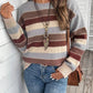 Ins Colorblock Striped Pullover Sweater Fashion Casual Long Sleeve Top Autumn And Winter Women's Clothing