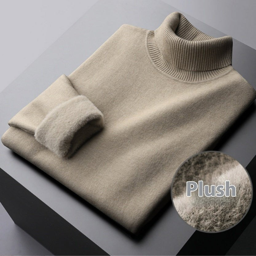Fleece Turtle Neck Sweater Winter Warm Elegant Thick Knitted Pullover Tops Women's Clothing - Babazayed