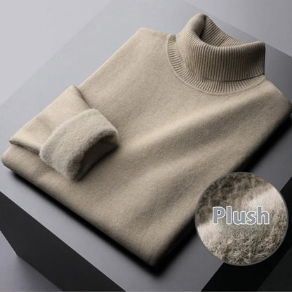 Fleece Turtle Neck Sweater Winter Warm Elegant Thick Knitted Pullover Tops Women's Clothing - Babazayed