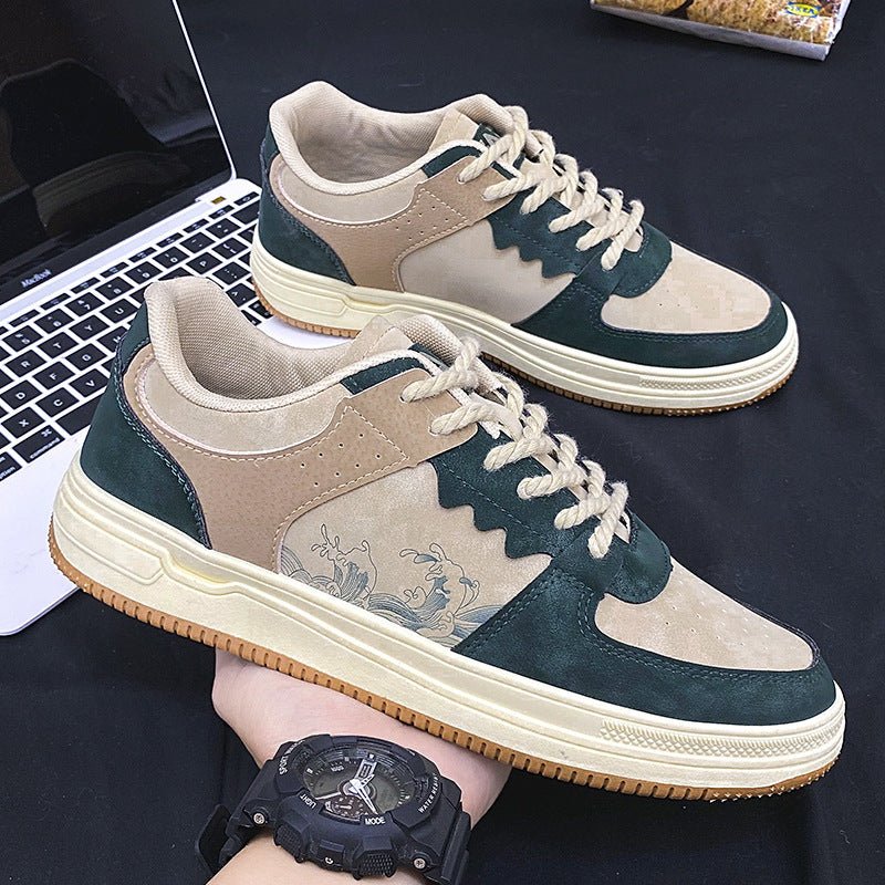 Lace - up Casual Shoes Men Soft Thick Sole Fashion Comfortable Breathable Flats Sneakers Student Platform Outdoor Walking Shoes - Babazayed