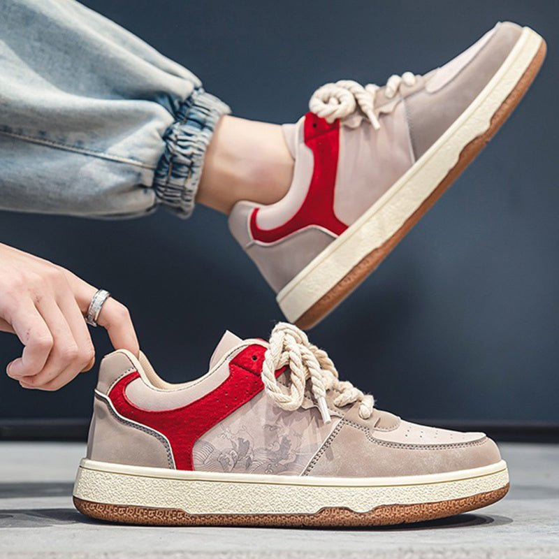 Lace - up Casual Shoes Men Soft Thick Sole Fashion Comfortable Breathable Flats Sneakers Student Platform Outdoor Walking Shoes - Babazayed