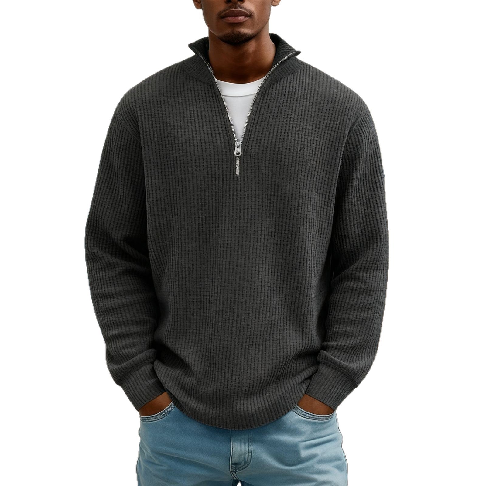 Men's Hoodie Waffle Knit Pullover - Babazayed
