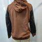 Men's Retro Brown Leather Decorative Perforated Hooded Casual Sweatshirt - Babazayed