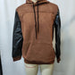 Men's Retro Brown Leather Decorative Perforated Hooded Casual Sweatshirt - Babazayed