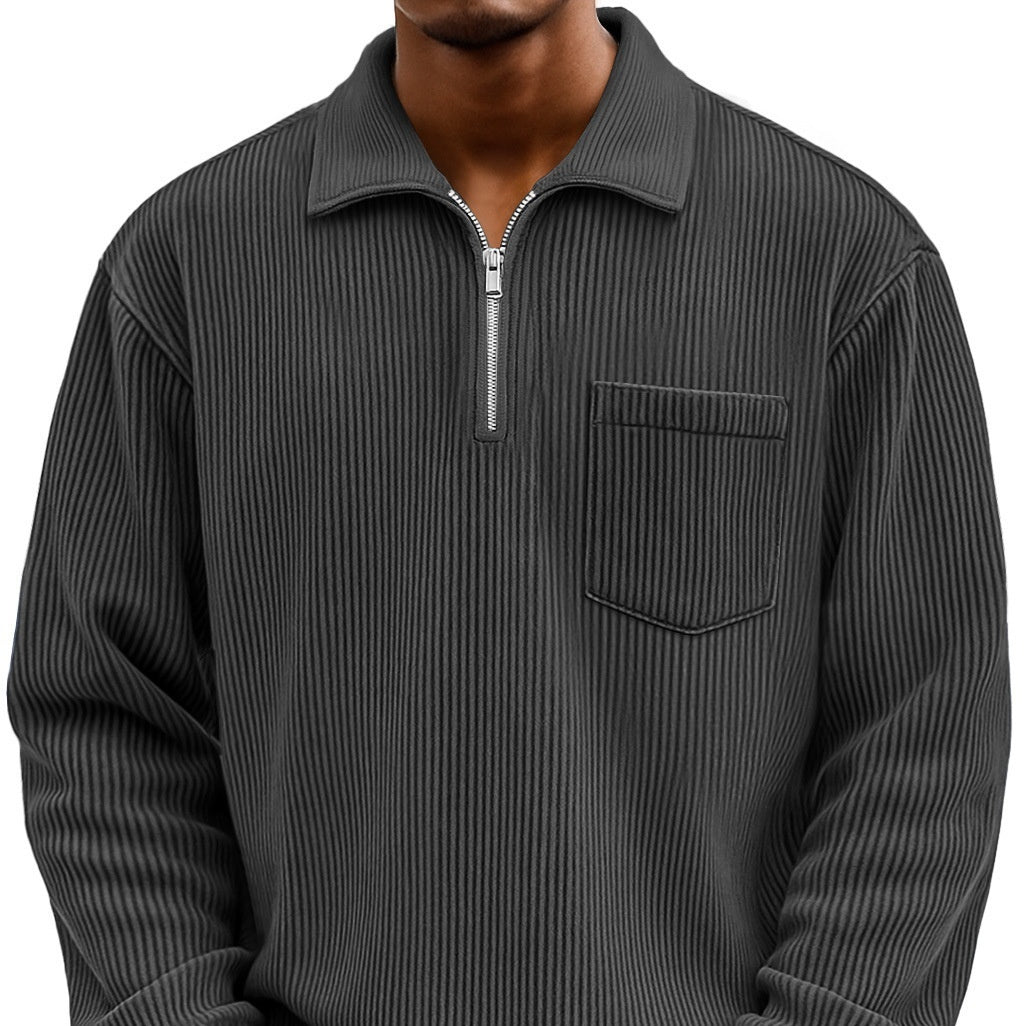 Men's Solid - color Henley Zip - up Casual Long - sleeve Hoodie - Babazayed