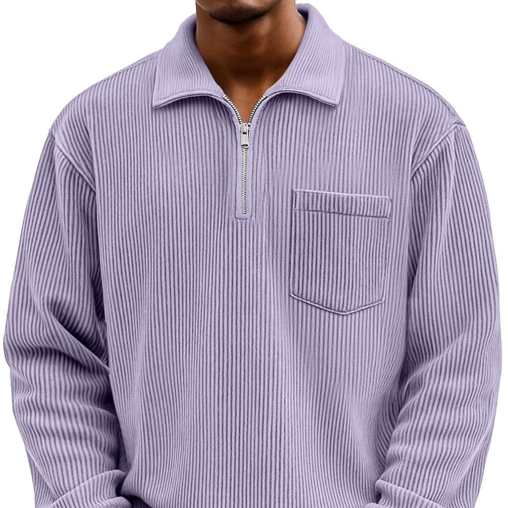 Men's Solid - color Henley Zip - up Casual Long - sleeve Hoodie - Babazayed