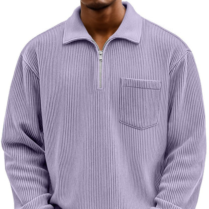 Men's Solid - color Henley Zip - up Casual Long - sleeve Hoodie - Babazayed